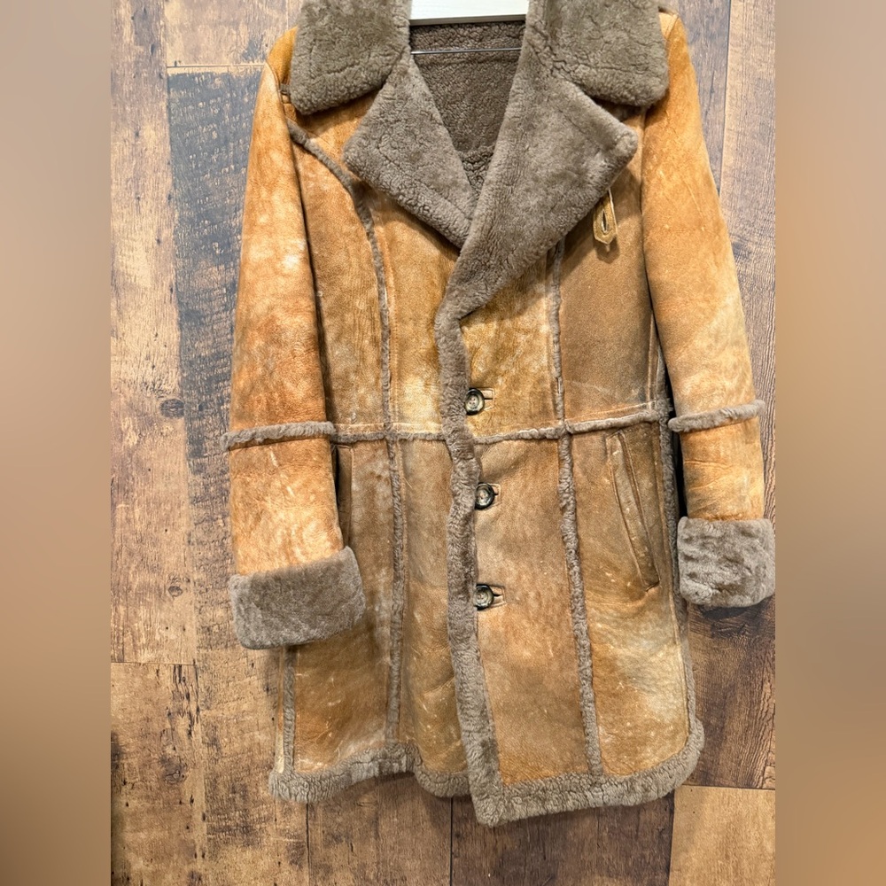 Vintage portobello sherling sheepskin jacket Marlboro man size 38 - Picture 3 of 11